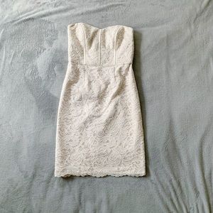 Cream, strapless, lace dress, bridal/bridesmaid